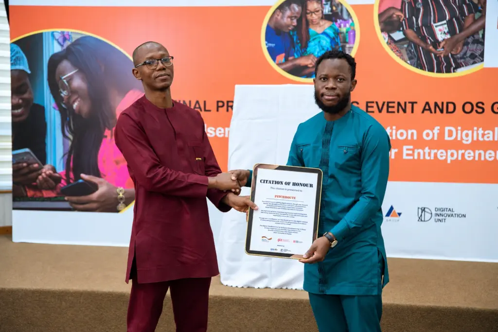 Pitchroute receiving a Citation of Honour at the DTEG programme final event